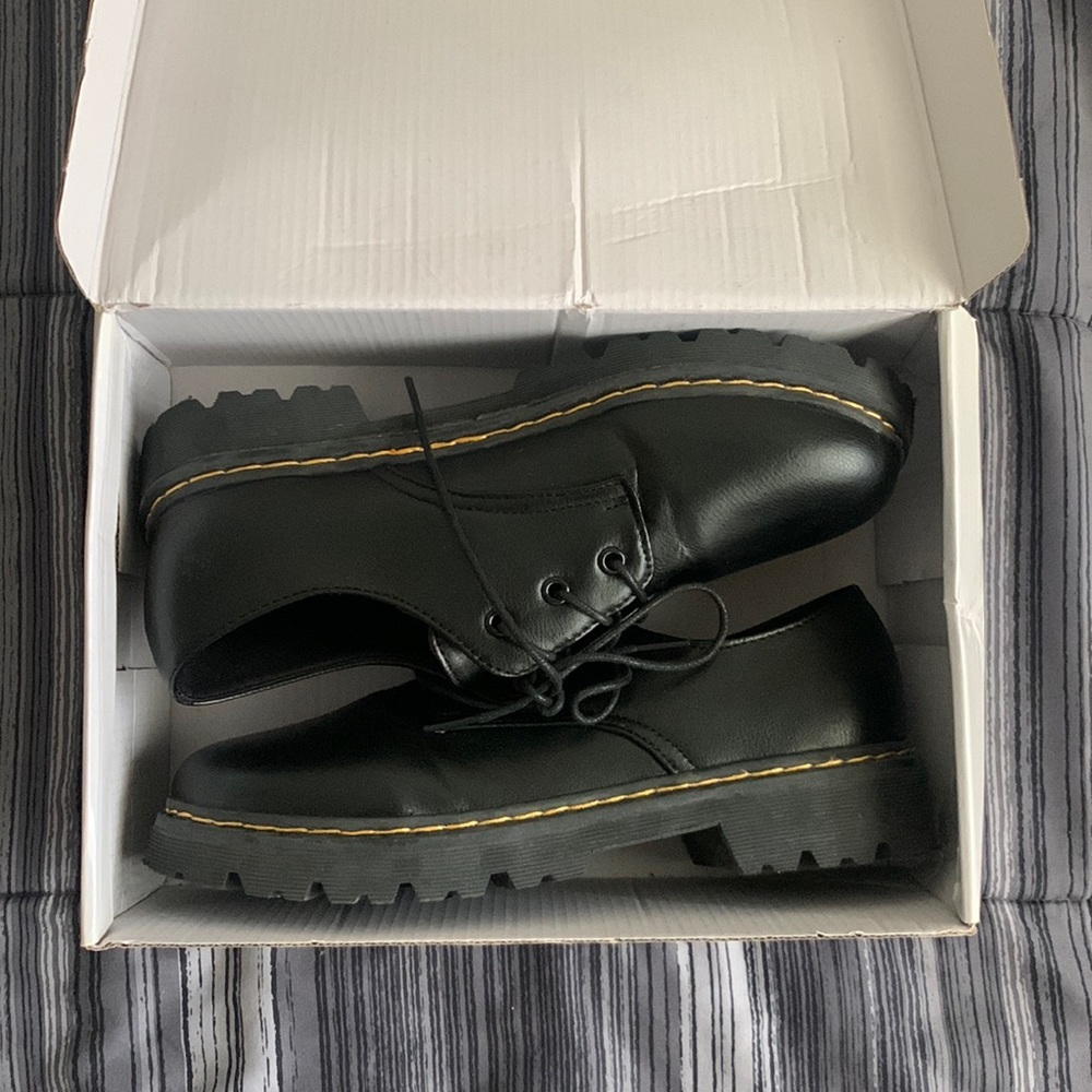 Black Platform Yellow Lined Shoes